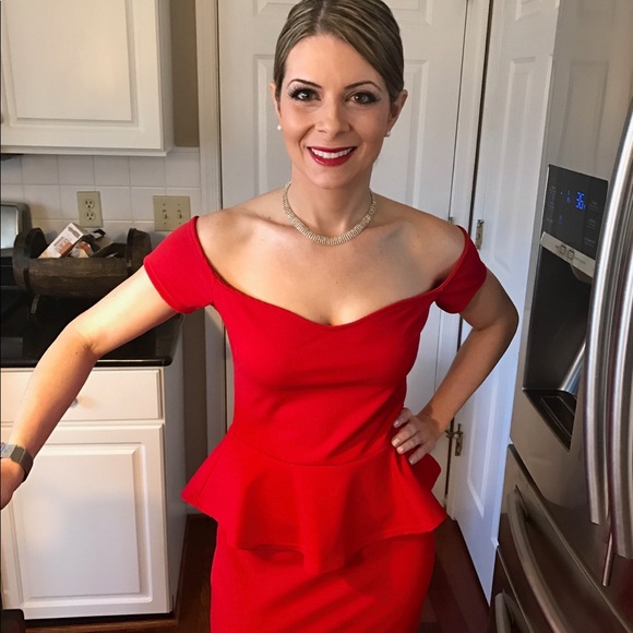 Long, Red Peplum Dress - Picture 3 of 3